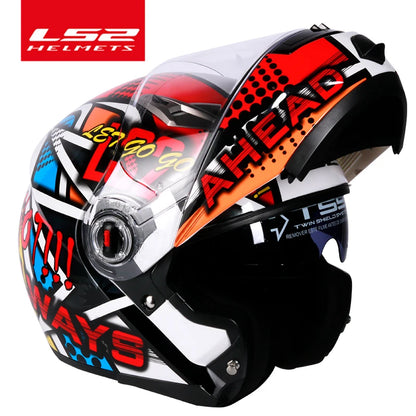 LS2 FF370 Full Face Motorcycle Helmet, Dual Lens, Flip-Up Design, ECE Certified