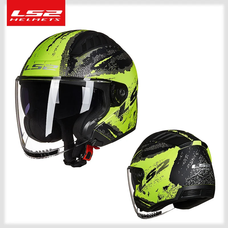 LS2 COPTER Dual Lens Motorcycle Helmet, Retro Open Face, ECE Certified