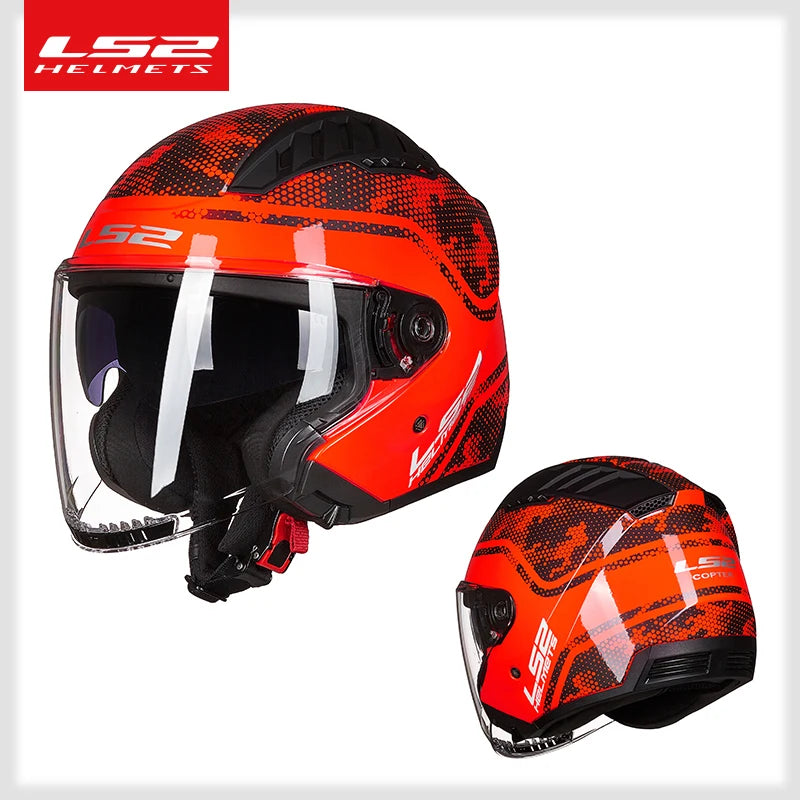 LS2 COPTER Dual Lens Motorcycle Helmet, Retro Open Face, ECE Certified