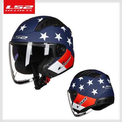 LS2 COPTER Dual Lens Motorcycle Helmet, Retro Open Face, ECE Certified