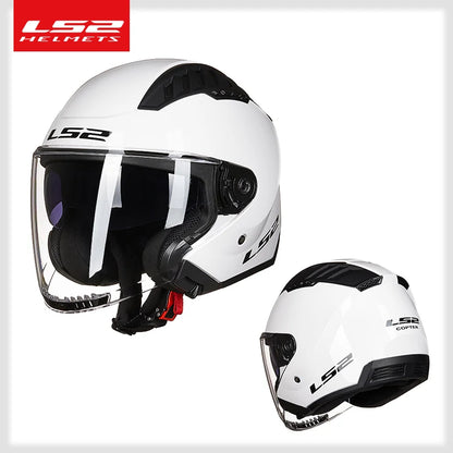 LS2 COPTER Dual Lens Motorcycle Helmet, Retro Open Face, ECE Certified