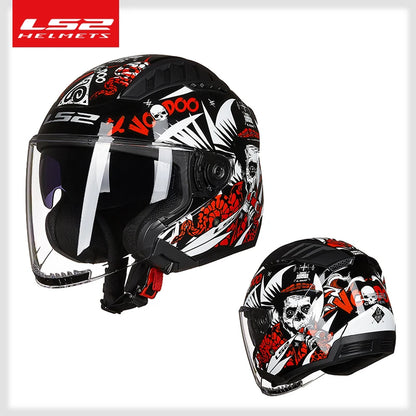 LS2 COPTER Dual Lens Motorcycle Helmet, Retro Open Face, ECE Certified