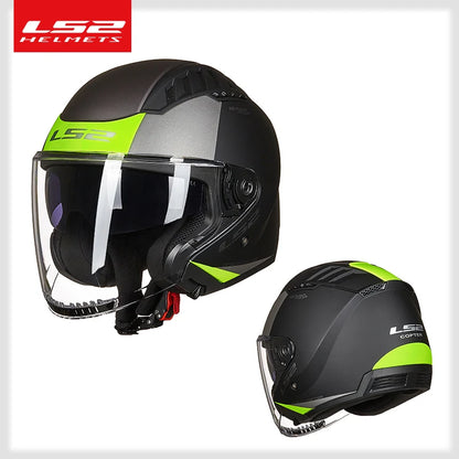 LS2 COPTER Dual Lens Motorcycle Helmet, Retro Open Face, ECE Certified