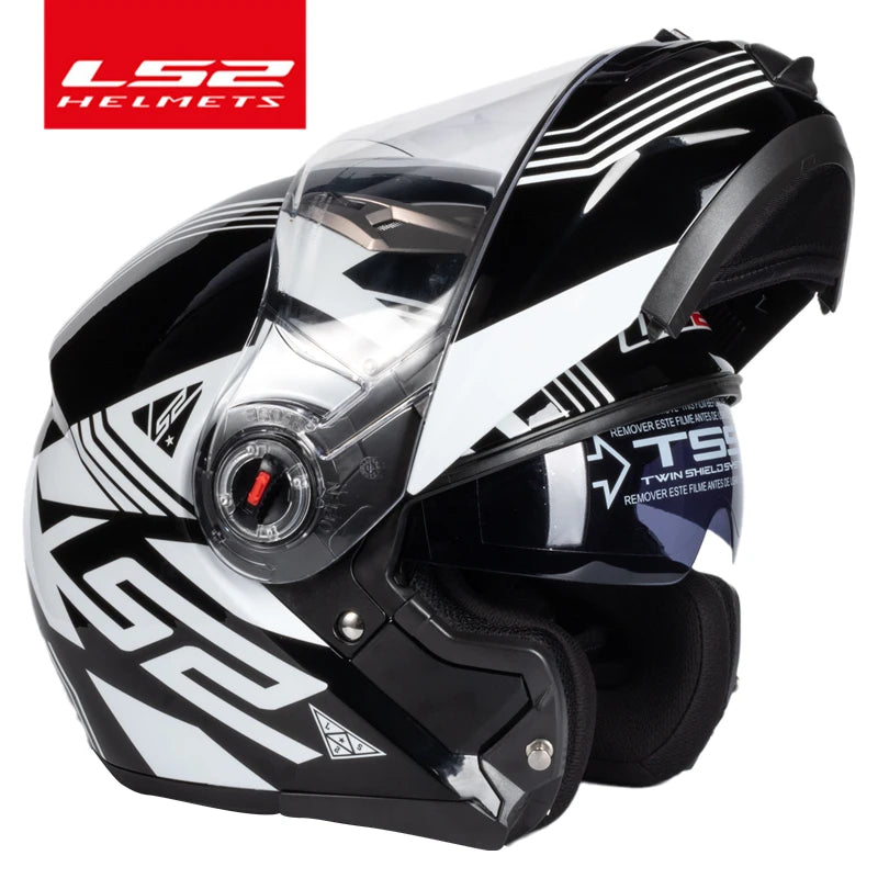 LS2 FF370 Full Face Motorcycle Helmet, Dual Lens, Flip-Up Design, ECE Certified