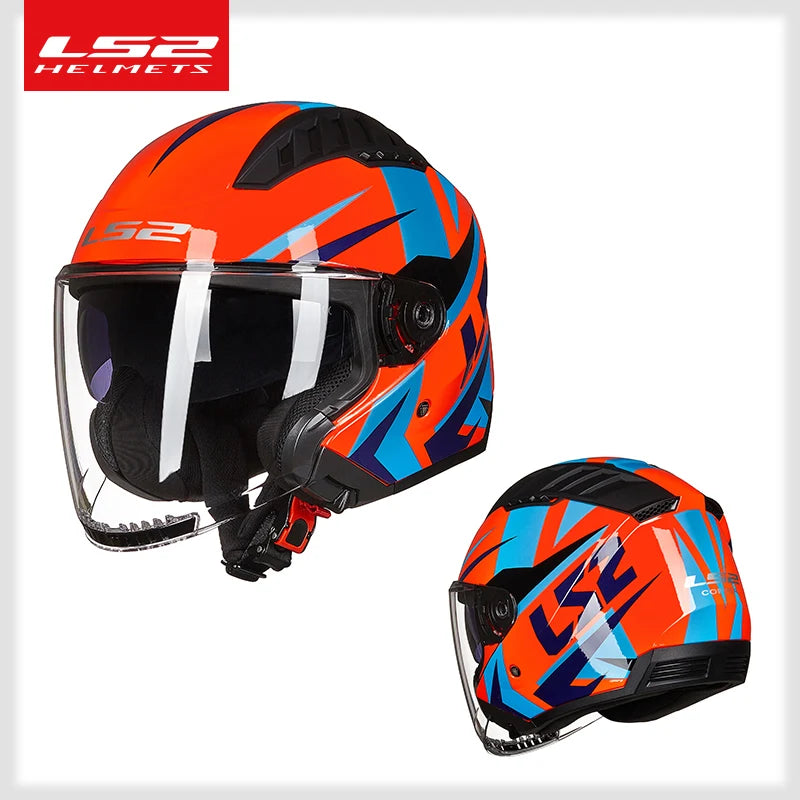 LS2 COPTER Dual Lens Motorcycle Helmet, Retro Open Face, ECE Certified