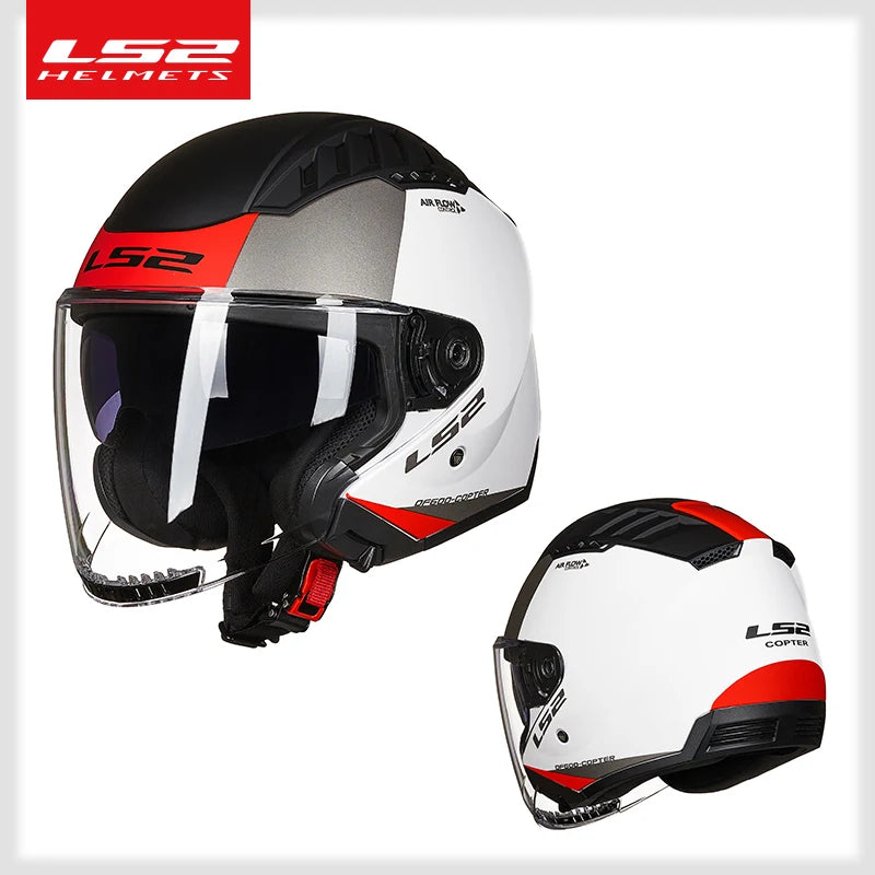 LS2 COPTER Dual Lens Motorcycle Helmet, Retro Open Face, ECE Certified