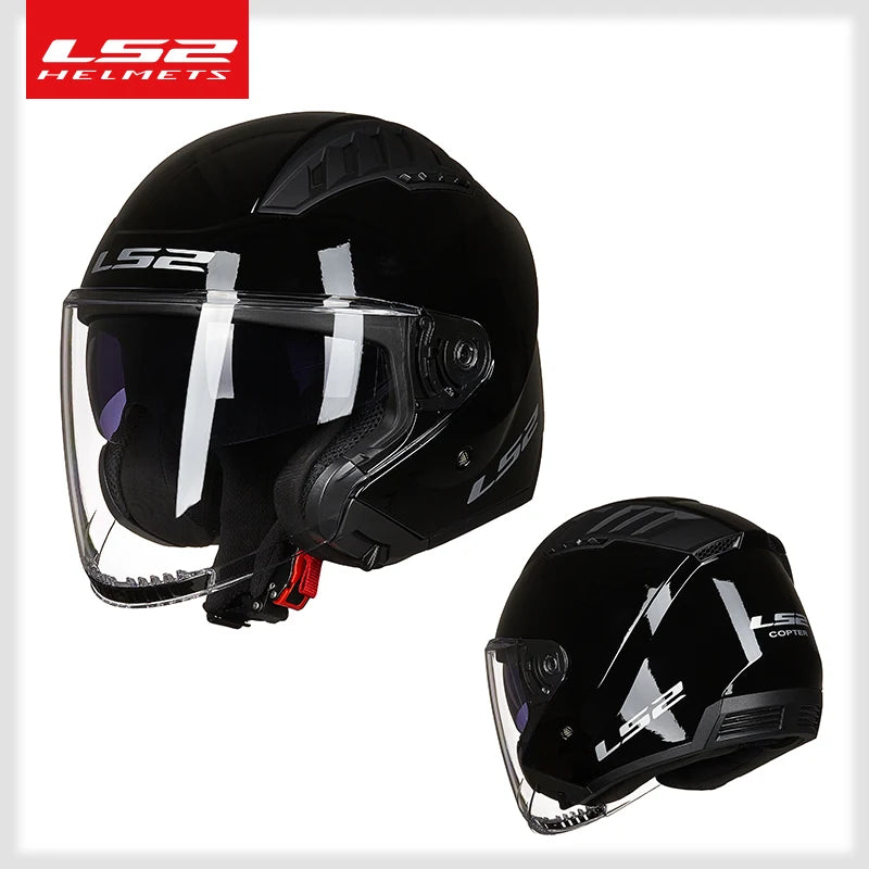 LS2 COPTER Dual Lens Motorcycle Helmet, Retro Open Face, ECE Certified