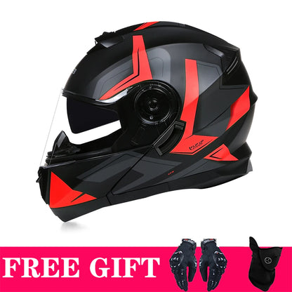 Flip-Up Motorcycle Helmet, Inner Sun Lens, ECE Approved