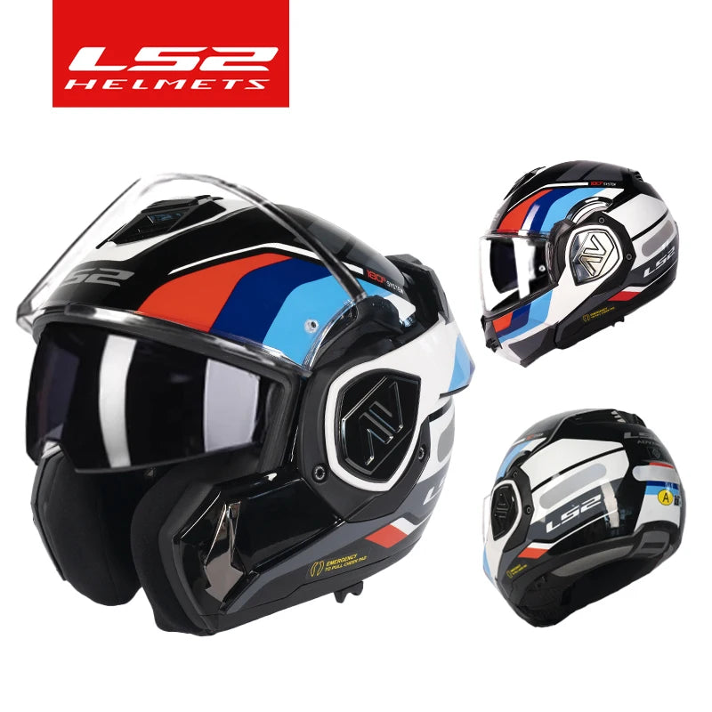 LS2 FF906 Advant Flip-Up Full Face Motorcycle Helmet, ECE Double Visor