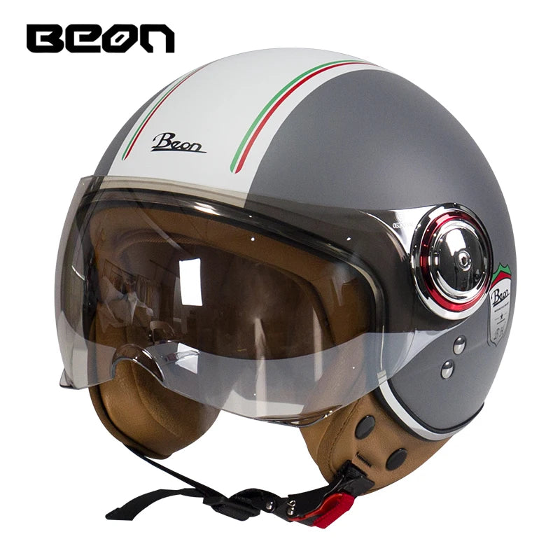 Capacete BEON 110B Open Face Motorcycle Helmet, Vintage Retro, ECE Certified