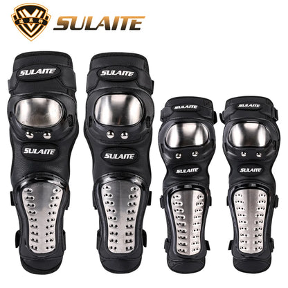 Set of 4 Stainless Steel Knee and Elbow Protectors for Motorcycling