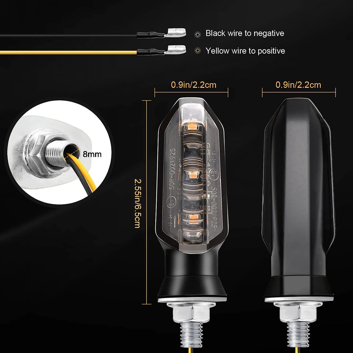 8mm LED Turn Signal Lights for Motorcycles