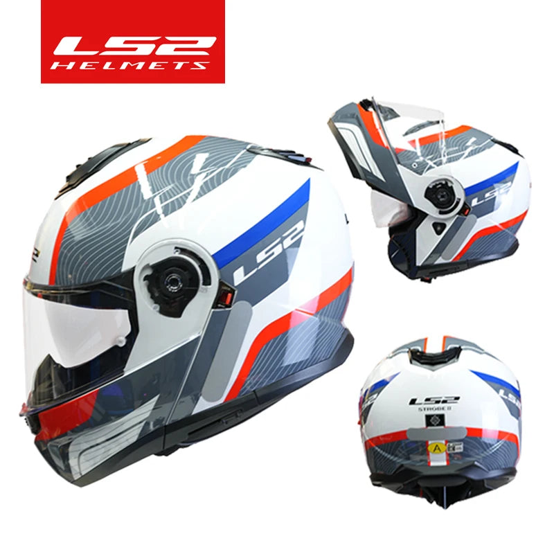 LS2 FF908 Flip-Up Motorcycle Helmet, Dual Lens, Sun Visor, CE Certified