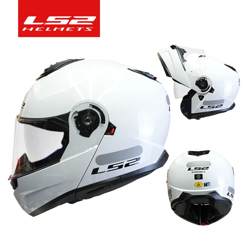 LS2 FF908 Flip-Up Motorcycle Helmet, Dual Lens, Sun Visor, CE Certified