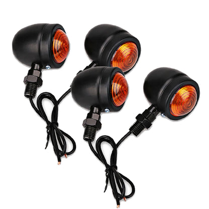 Universal 12V Retro Turn Signal Lights for Motorcycles - Set of 4