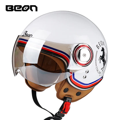 Capacete BEON 110B Open Face Motorcycle Helmet, Vintage Retro, ECE Certified