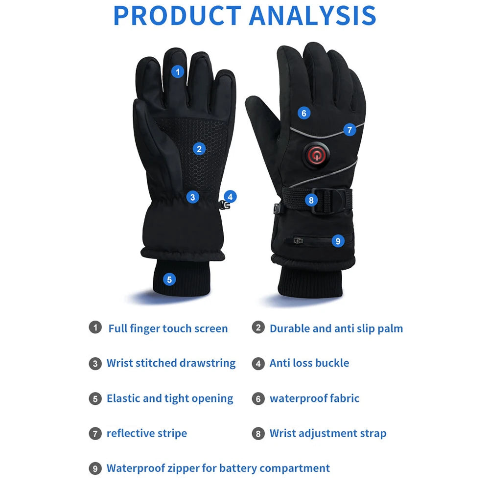 Heated and Waterproof Gloves – 3 Heat Settings