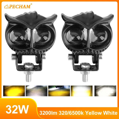 Motorcycle Auxiliary Lights - Owl Design, 4 Modes