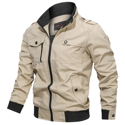 Men's Casual Jacket – Military Style for Motorcycle and Outdoor Activities