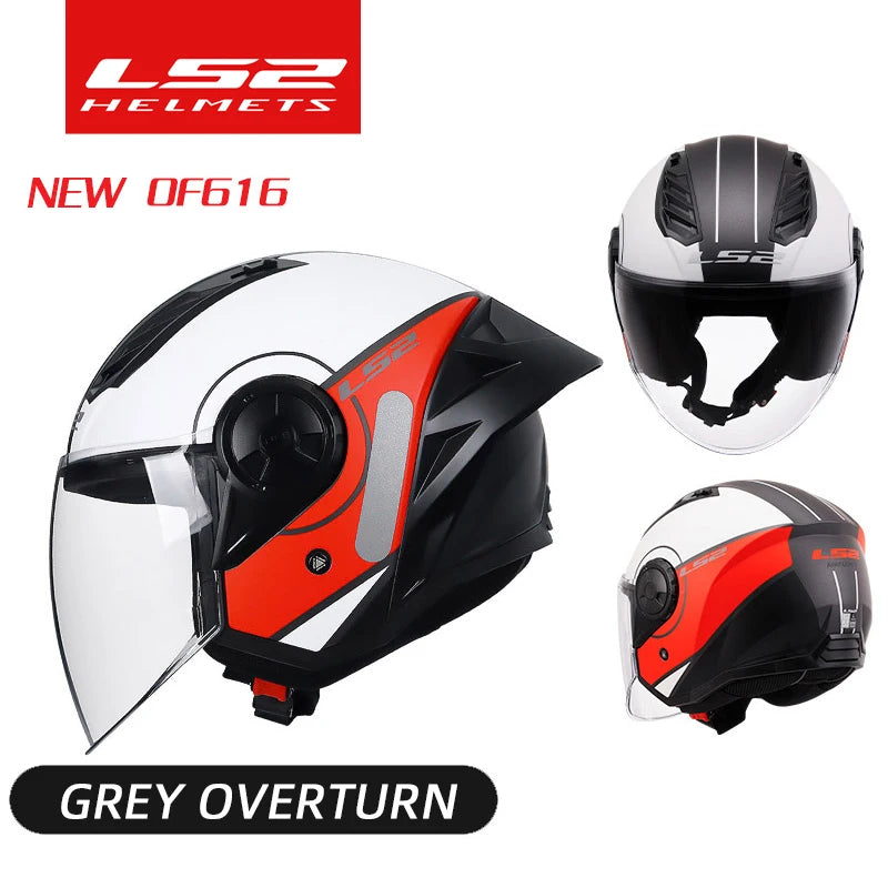 LS2 OF616 Airflow Ⅱ 3/4 Open Face Jet Big Tail Wing Scooter Motorcycle Helmet Motobike Half Helmets Original ECE