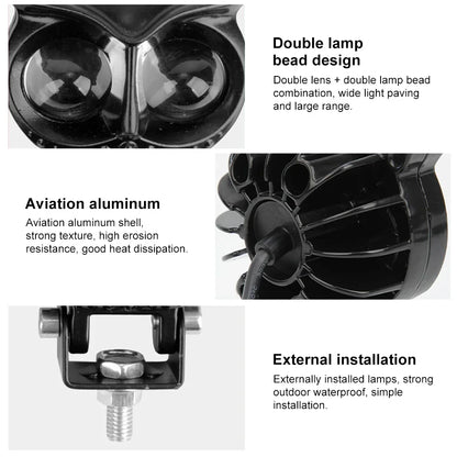 Motorcycle Auxiliary Lights - Owl Design, 4 Modes