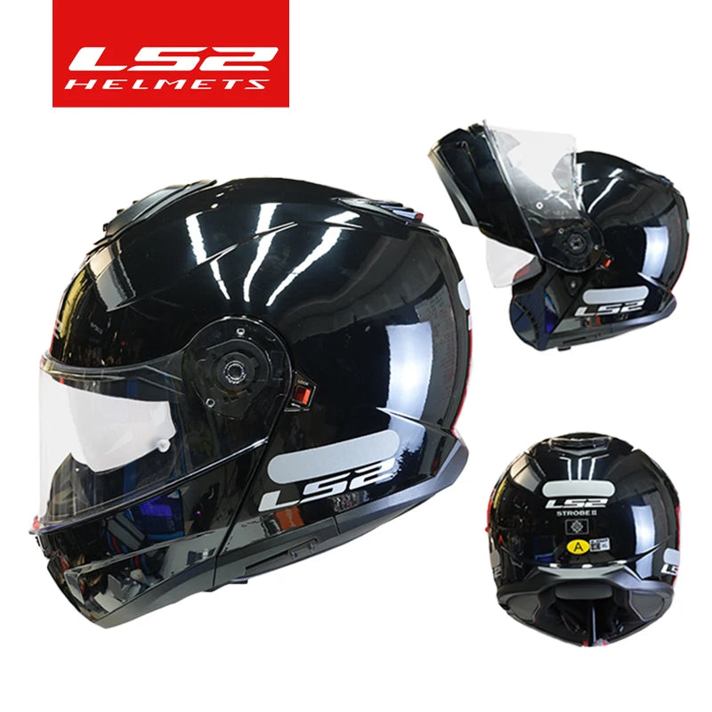 LS2 FF908 Flip-Up Motorcycle Helmet, Dual Lens, Sun Visor, CE Certified