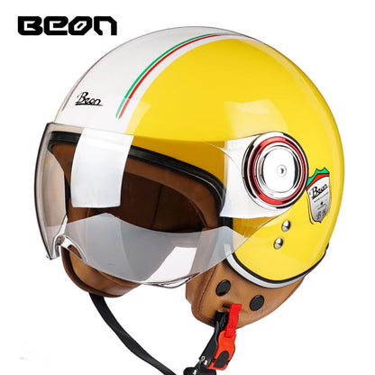 Capacete BEON 110B Open Face Motorcycle Helmet, Vintage Retro, ECE Certified