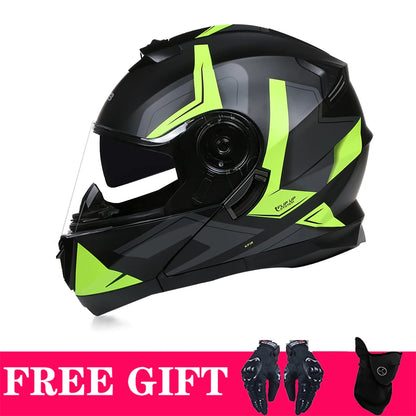 Flip-Up Motorcycle Helmet, Inner Sun Lens, ECE Approved