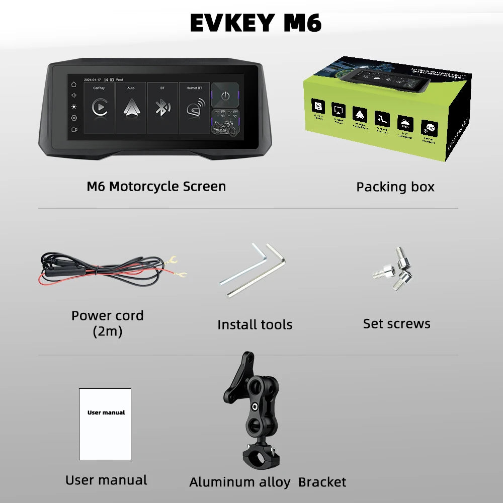 Introducing the GPS Screen with CarPlay & Android for Motorcycles. This advanced device offers wireless connectivity, mobile screen mirroring, expandable storage up to 64GB, a 7.0-inch touch screen, dual Bluetooth support, and multilingual interface. It'..