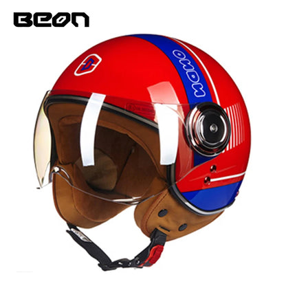 Capacete BEON 110B Open Face Motorcycle Helmet, Vintage Retro, ECE Certified