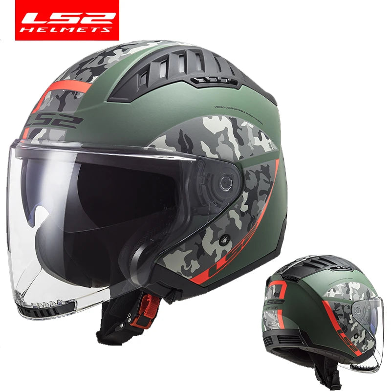 LS2 COPTER Dual Lens Motorcycle Helmet, Retro Open Face, ECE Certified