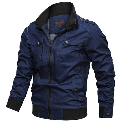 Men's Casual Jacket – Military Style for Motorcycle and Outdoor Activities