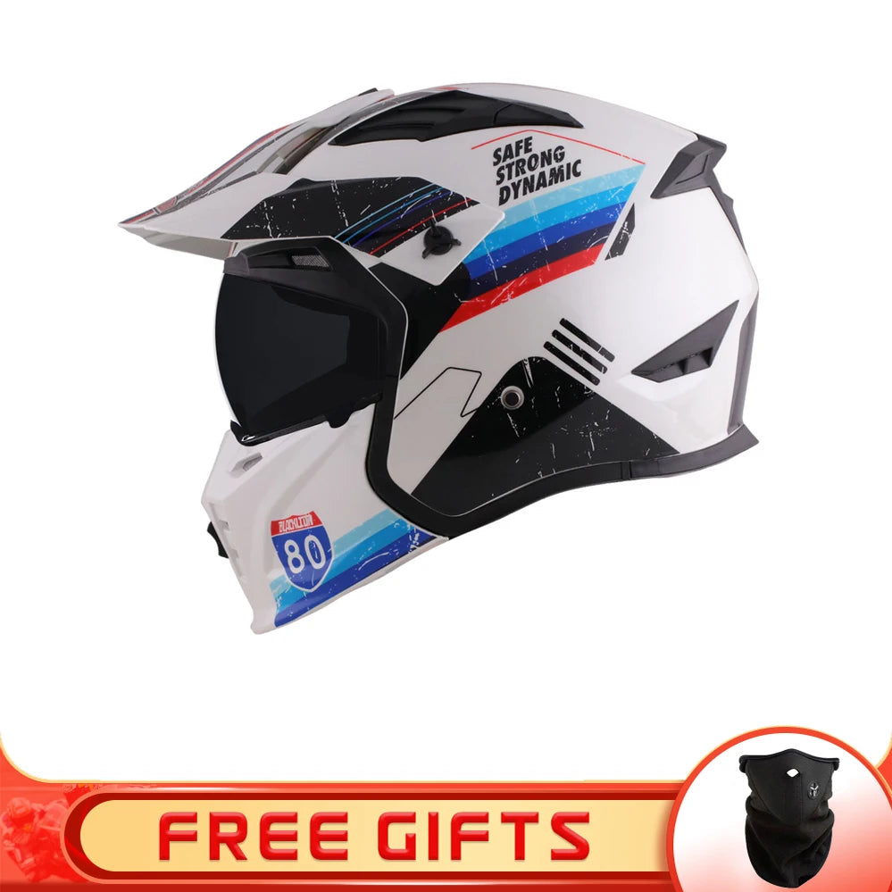 BLD-163 Blacklion Integral Motorcycle Helmet + Free Accessory