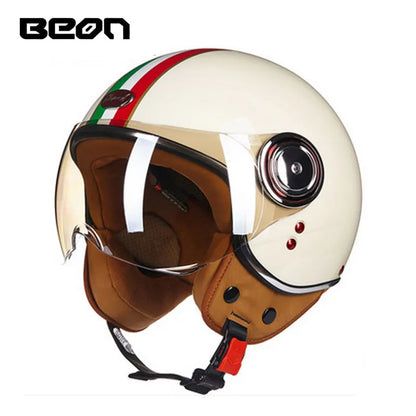 Capacete BEON 110B Open Face Motorcycle Helmet, Vintage Retro, ECE Certified