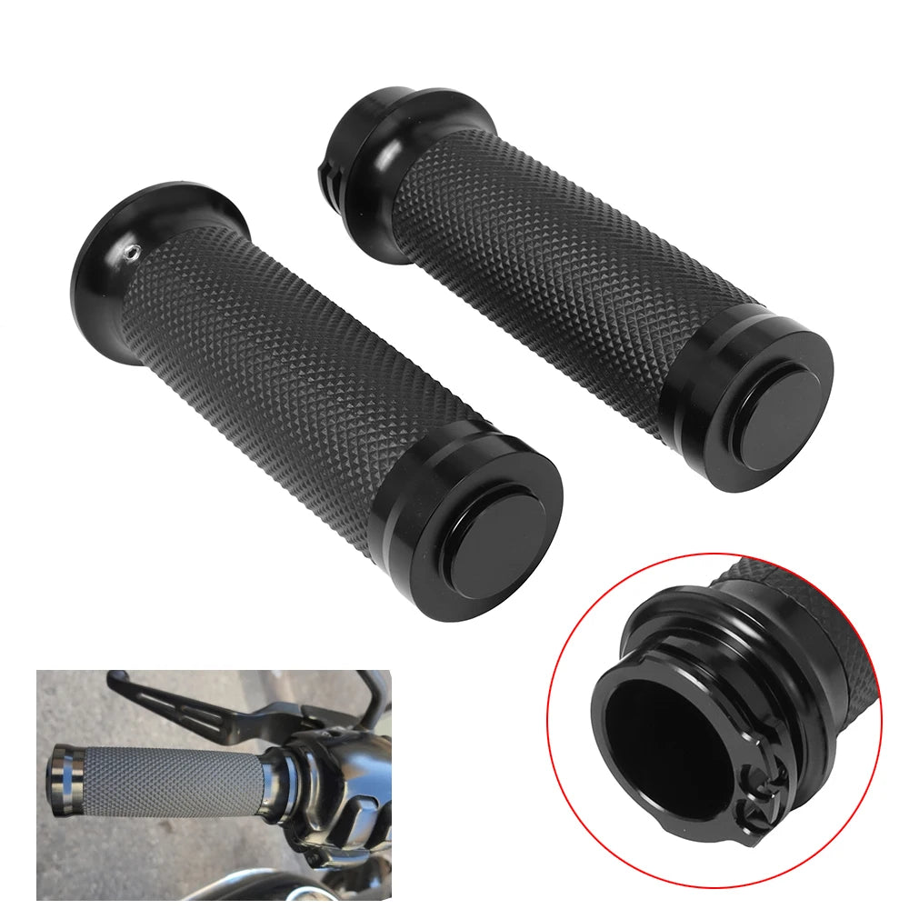 Universal Rubber Handlebar Grips - Compatible with Harley Sportster and Touring Models