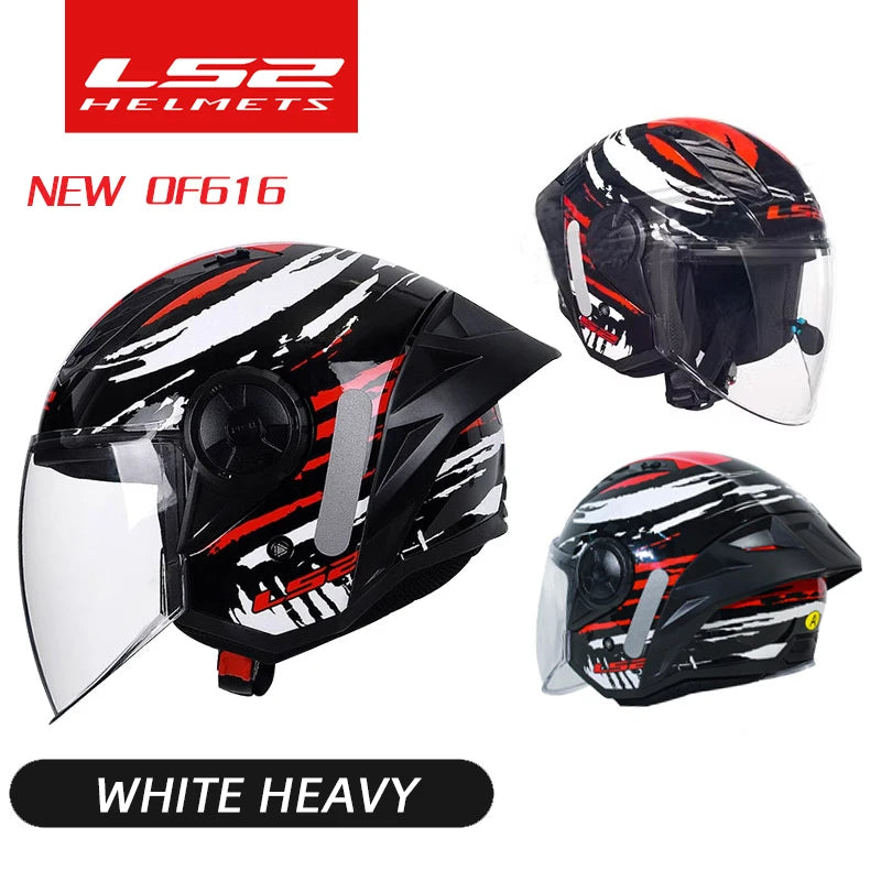 LS2 OF616 Airflow Ⅱ 3/4 Open Face Jet Big Tail Wing Scooter Motorcycle Helmet Motobike Half Helmets Original ECE