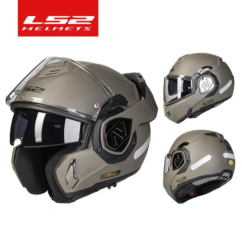 LS2 FF906 Advant Flip-Up Full Face Motorcycle Helmet, ECE Double Visor