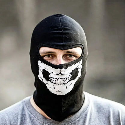 Balaclava Halloween Skull Print Cosplay Costume, Ghost Full Face Bike Mask, Outdoor Riding & Ski