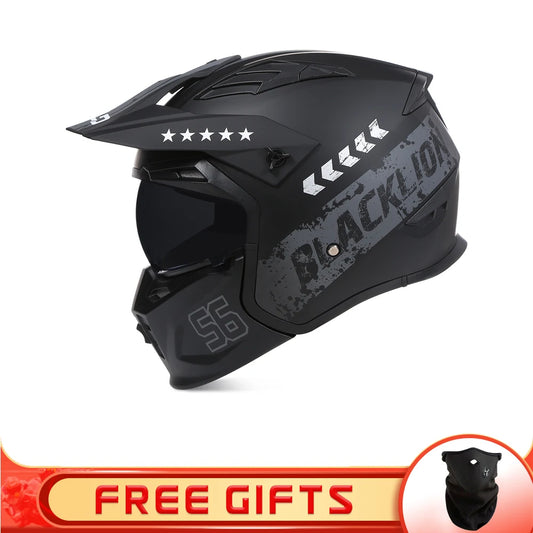 BLD-163 Blacklion Integral Motorcycle Helmet + Free Accessory