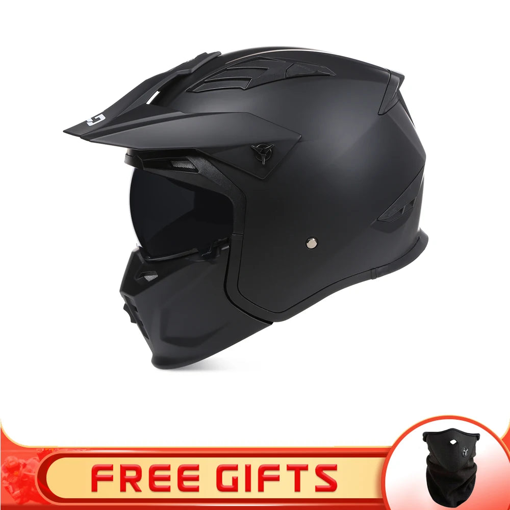 BLD-163 Blacklion Integral Motorcycle Helmet + Free Accessory