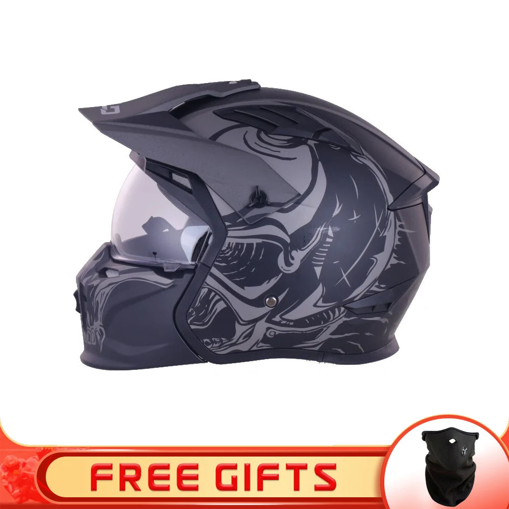 BLD-163 Blacklion Integral Motorcycle Helmet + Free Accessory