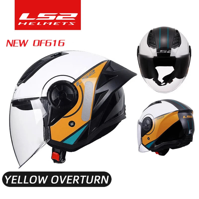 LS2 OF616 Airflow Ⅱ 3/4 Open Face Jet Big Tail Wing Scooter Motorcycle Helmet Motobike Half Helmets Original ECE