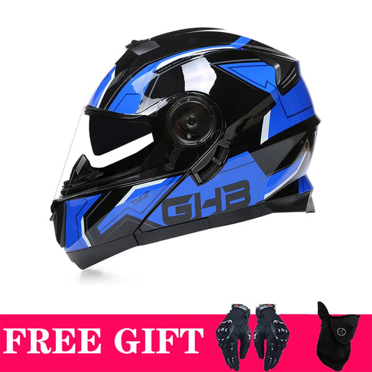 Flip-Up Motorcycle Helmet, Inner Sun Lens, ECE Approved