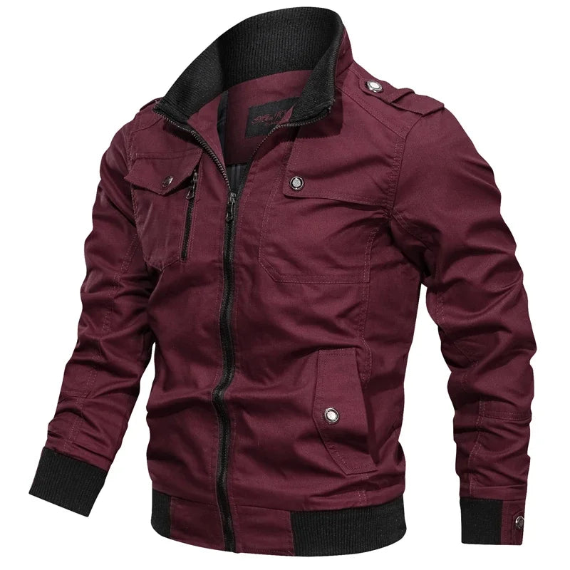 Men's Casual Jacket – Military Style for Motorcycle and Outdoor Activities