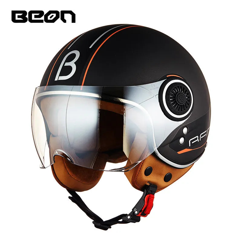 Capacete BEON 110B Open Face Motorcycle Helmet, Vintage Retro, ECE Certified