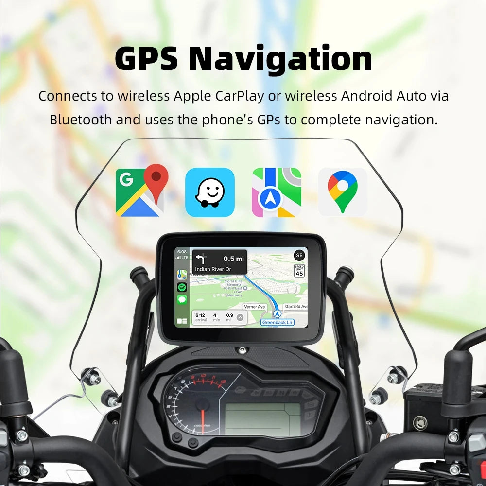 Wireless CarPlay & Android Monitor for Motorcycles