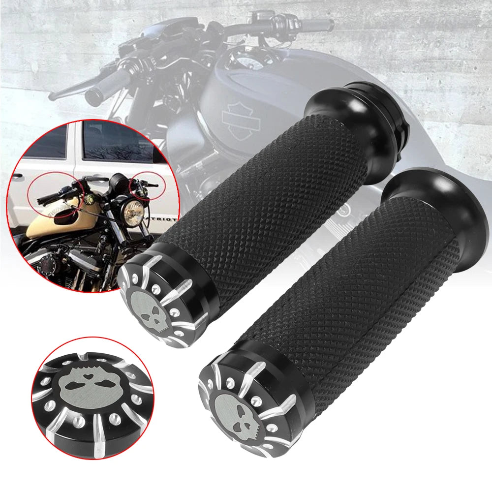 Universal Rubber Handlebar Grips - Compatible with Harley Sportster and Touring Models