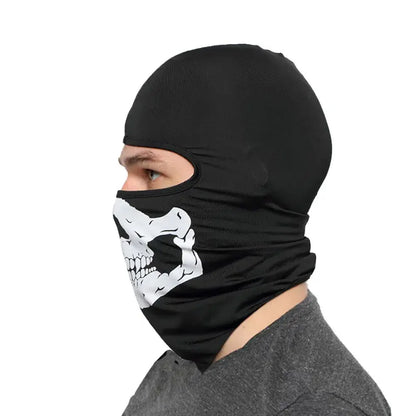 Balaclava Halloween Skull Print Cosplay Costume, Ghost Full Face Bike Mask, Outdoor Riding & Ski