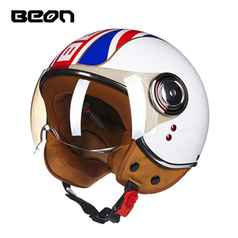 Capacete BEON 110B Open Face Motorcycle Helmet, Vintage Retro, ECE Certified