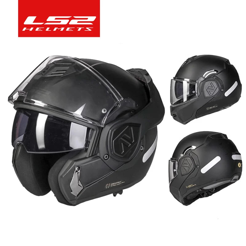 LS2 FF906 Advant Flip-Up Full Face Motorcycle Helmet, ECE Double Visor